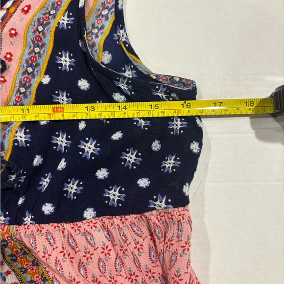 Patrons of Peace Bohemian Patchwork Sleeveless Double bow Tassel Top Women’s M - Picture 3 of 5